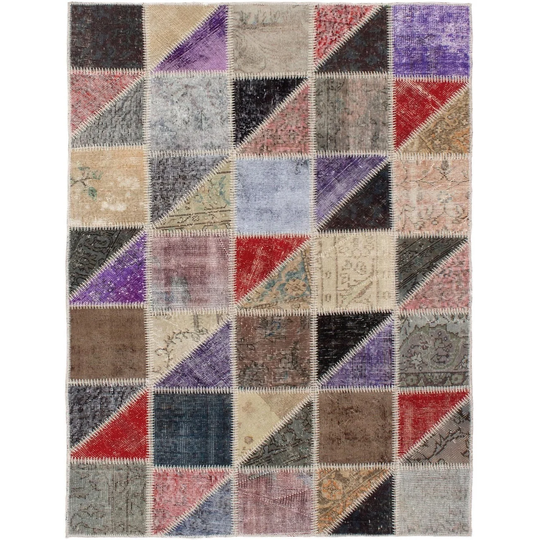 ECARPETGALLERY Hand-knotted Color Transition Patchwork Multi Wool Rug - 4'7 x 6'8