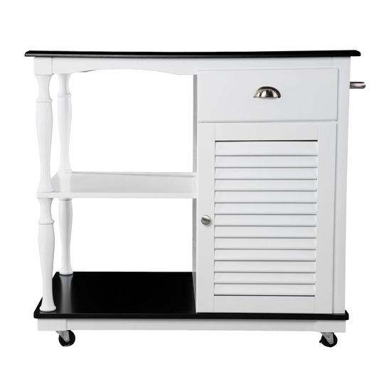 38" Black and White Contemporary Kitchen Island with Storage