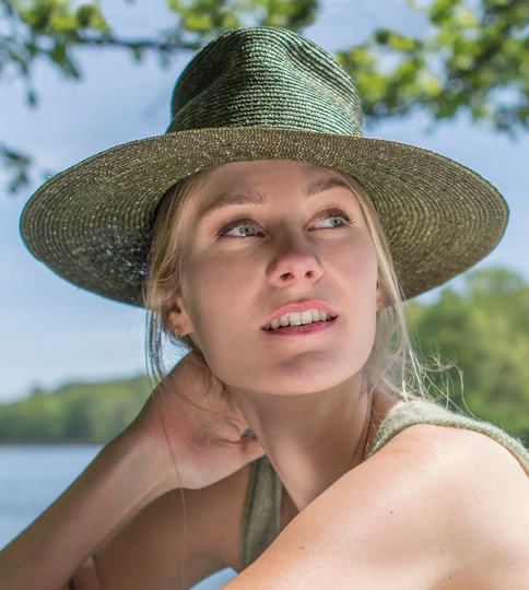 Light Fedora, Flexible Summer Hat Made Of Wheat Straw, Sun For Her/Him, Chapeau Sequin, Handmade, Ideal Travel Hat, Olive Green, Jaspar