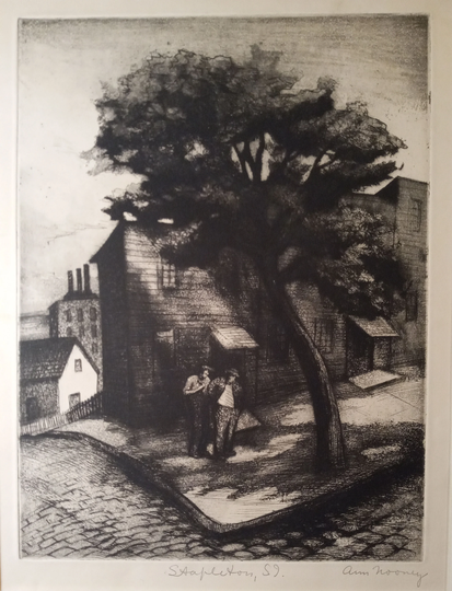 Ann Nooney | American 1900-1970 "stapleton S.d." Aquatint, 1935, Edition C. 25, Wpa, Signed in Pencil, | Free Shipping