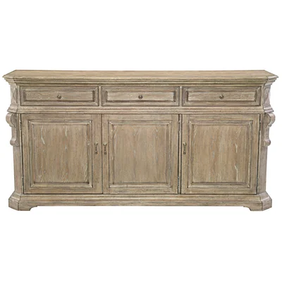 Campania 76.13" Wide 3 Drawer Oak Wood Sideboard