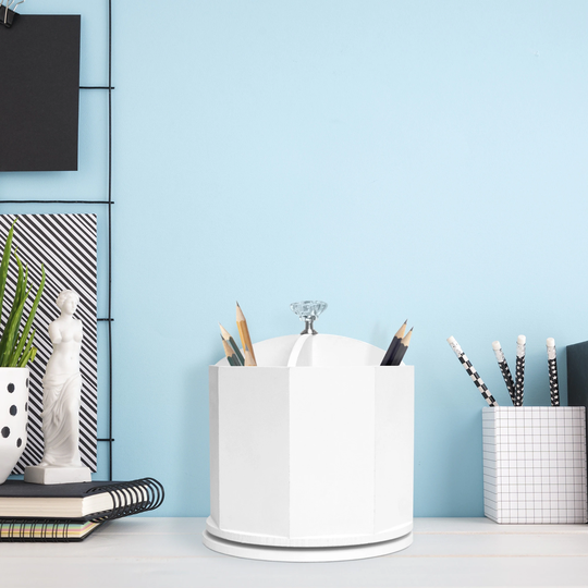 American Art Decor Swiveling Stationery Organizer - White