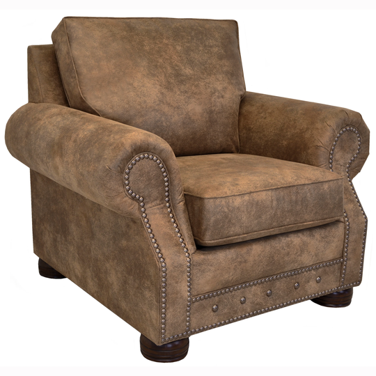 Rancho Rustic Brown Buckskin Fabric Chair - 40"H x 41"W x 37"D
