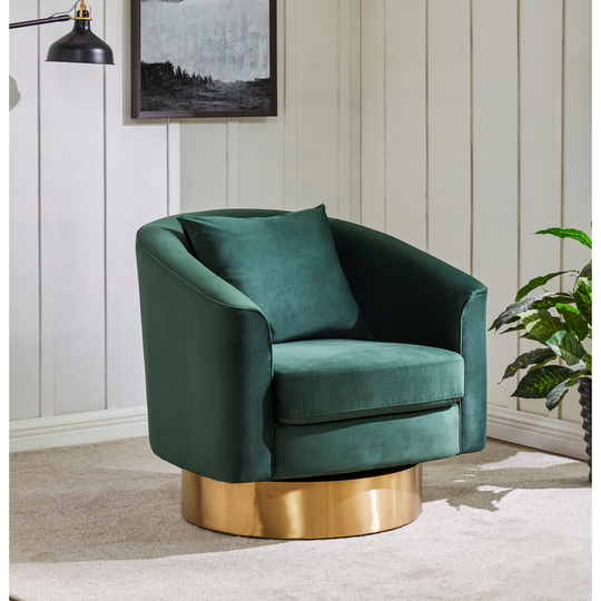 SAFAVIEH Couture Joaquin Velvet Swivel Barrel Chair - 32.5" W x 32.1" L x 30.1" H