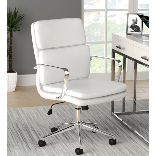 Contemporary Modern Design White Office Chair with Chrome Base