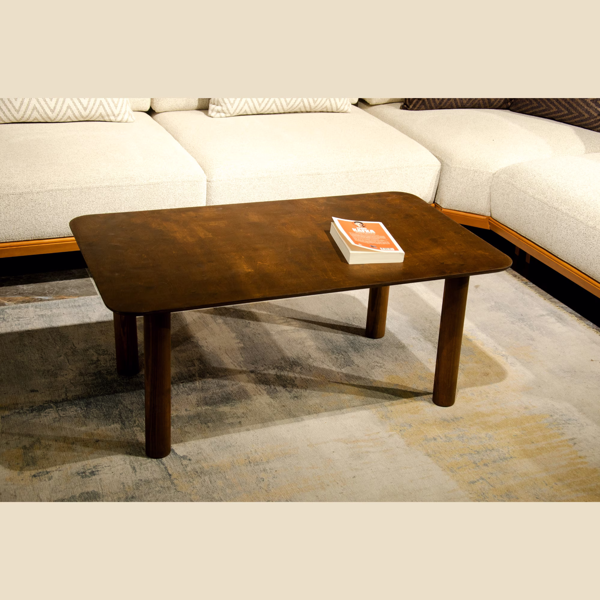 Walnut Rectangular Modern Coffee Table, Scandinavian Style Minimalist Table, Large Table With Wood Legs, Hardwood Furniture