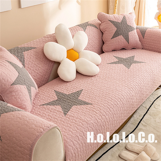 White/Pink/Gray Cotton Sofa Cushion, Star Soft Non-Slip Washable Cover, Sofa Throw Pillowcase, Couch Slipcover, Couch Cover, Furniture Protector