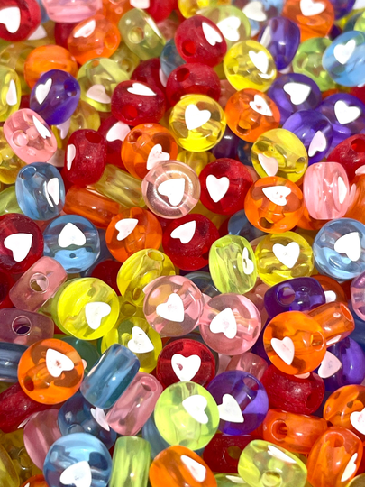 Colorful Heart Spacer Beads For Alphabet Bracelet, Multi Color Beads, Cute Ring