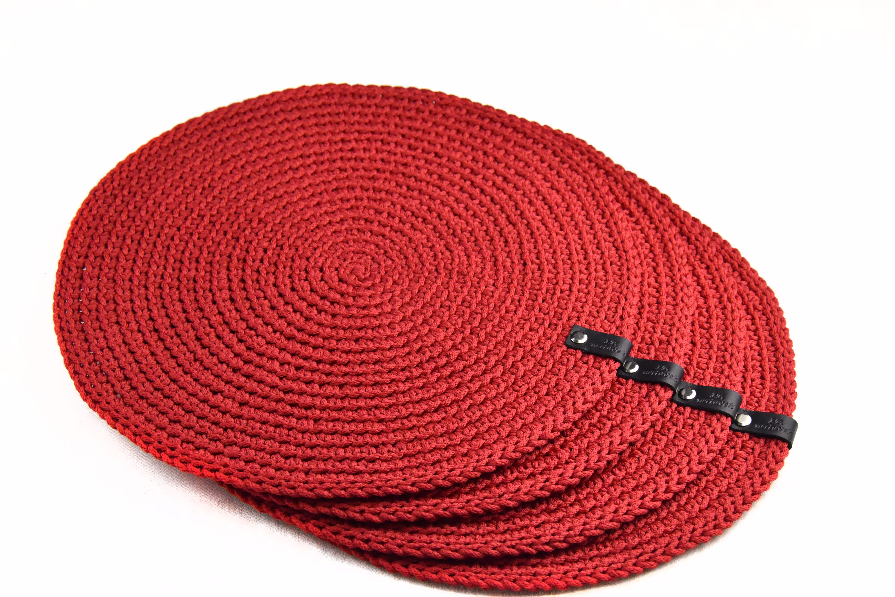Crochet Red Placemats, Woven Table Mats, Rope Table Decoration