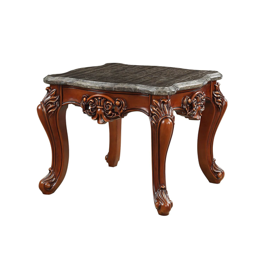 Square Marble Coffee Table in Walnut Finish