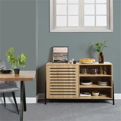 Sideboard Open Door Cabinet With Triple Storage Cabinets For Kitchen And Dining Room Storage
