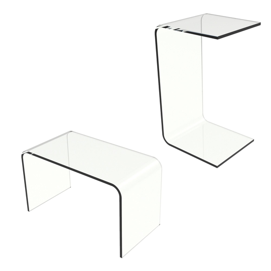 Clear Acrylic Side Multipurpose Use as a Lap Desk, Coffee, End Table