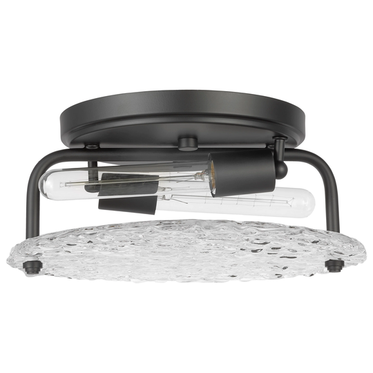Glacier 2 Light Large Flush Mount Medium Base 60 Watt Matte Black Ice Glass
