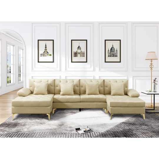 Modern U-Shaped Sectional Sofa with Removable Cushion and Ottoman