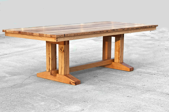 Custom Barnwood Trestle Dining Table - Reclaimed Wood Rustic Wood - Conference Table-Harvest Tabnle - Brandmojo Interiors