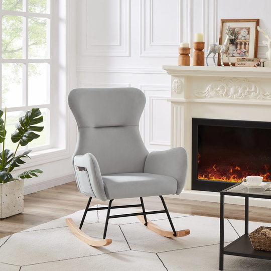 Modern Accent Chair Upholstered Velvet Rocking Chair - 26"Wx26"Dx38"H