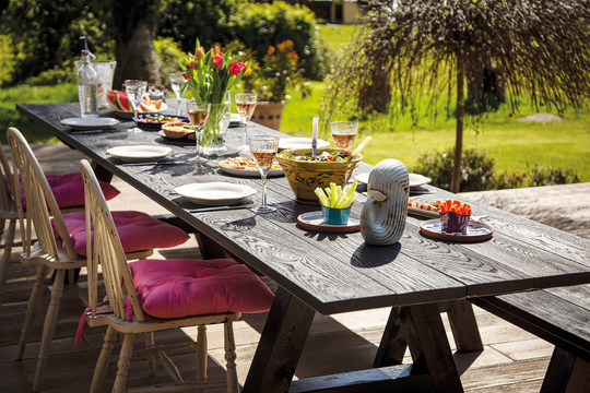 16 Seater Outdoor Dining Table, Bespoke Drilled For Your Sun Parasols. 3.6M in Length, 890mm Or 1066mm Wide