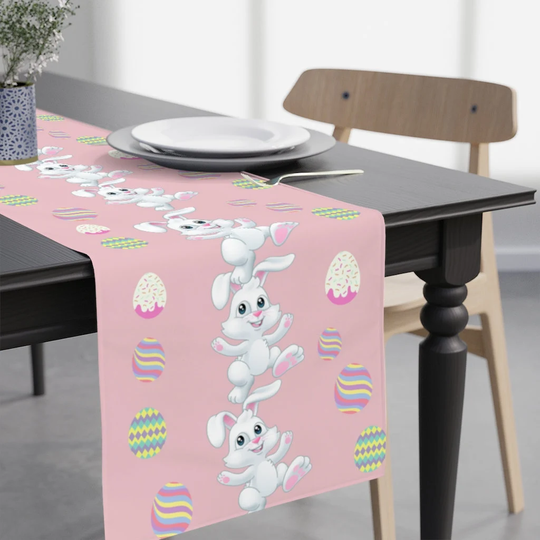 Easter Table Runner Bunny Decor/Purple Egg R