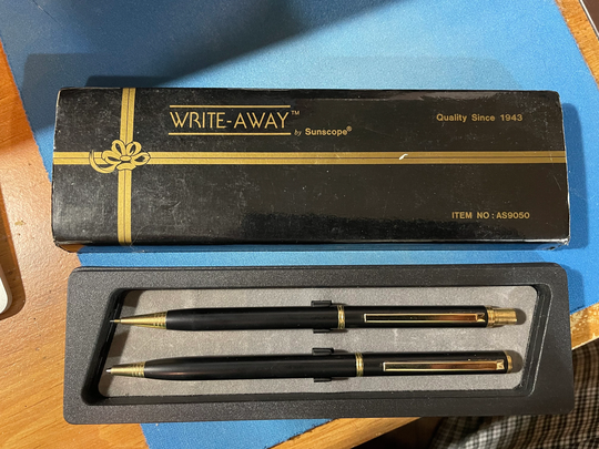 1970's Write Away By Sunscope Black Pen Pencil Set No As9050 | New Old Stock