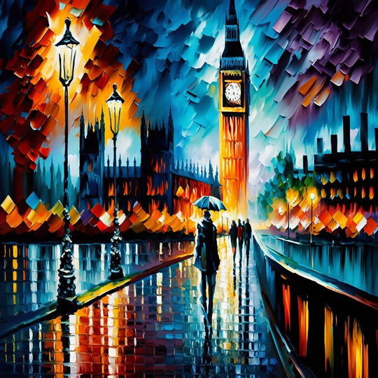 Designart 'Colorful City In London II' Cityscapes Framed Canvas Art Print