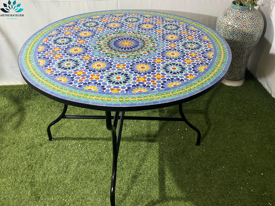 Mosaic Table Round For Outdoor & Indoor 100% Handcrafted Mandala Design