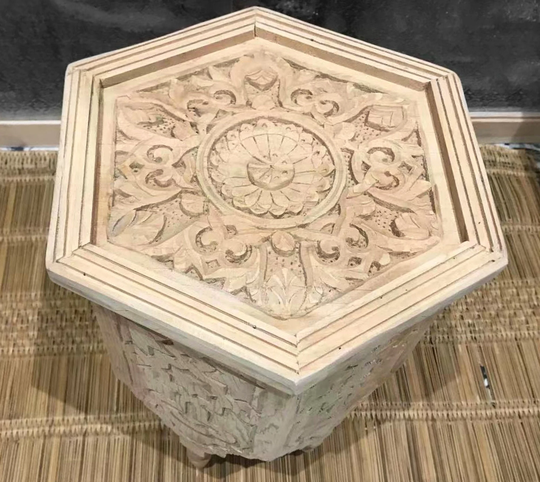 Hexagonal Table, Mid Century Coffee Round Living Room Furniture, Luxury Table For Pot, Low Table