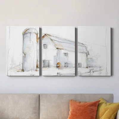 Barnyard Pencil Sketch II- Premium Gallery Wrapped Canvas - Ready To Hang