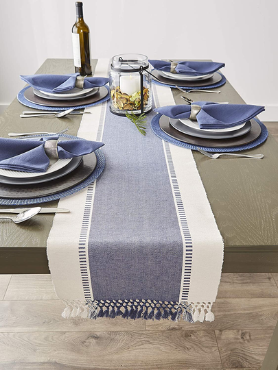 Blue Table Runner - Patriotic Decor 4Th Of July Farmhouse Coastal