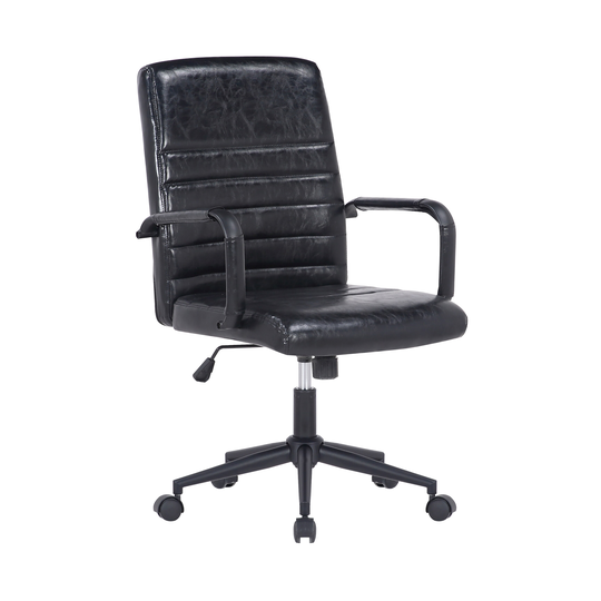 Porthos Home Francis Swivel Office Chair, PU Leather, Roller Wheels