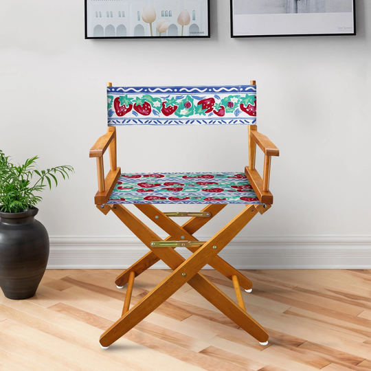 18" Director's Chair Natural Frame-Strawberry Park - 21.75"W x 17"D x 33.75"H
