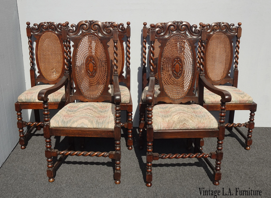 Set Six Louis Xiii Brown Barley Twist Chairs ~ Jocobean Renassiance Revival