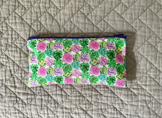 Succulents Midsize Zipper Pouch, Pencil Thank You Gift, Makeup Accessory Bag, Travel Pouch