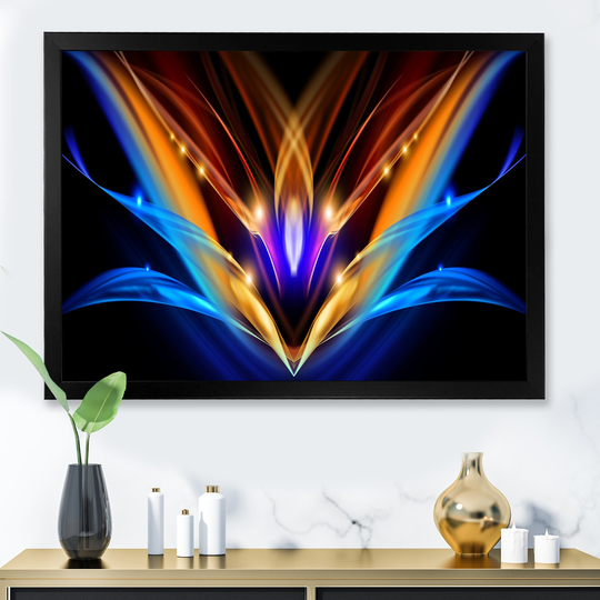 Designart 'Colorful Fractal Fire And Water Fusion' Modern Floral Framed artwork