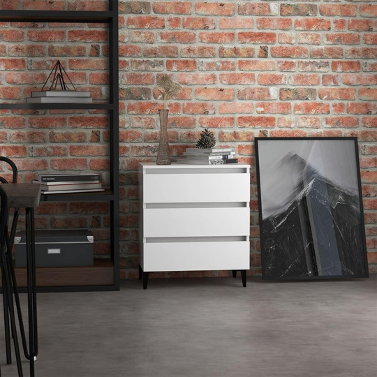 Sideboard High Gloss White 23.6"x13.8"x27.2" Chipboard