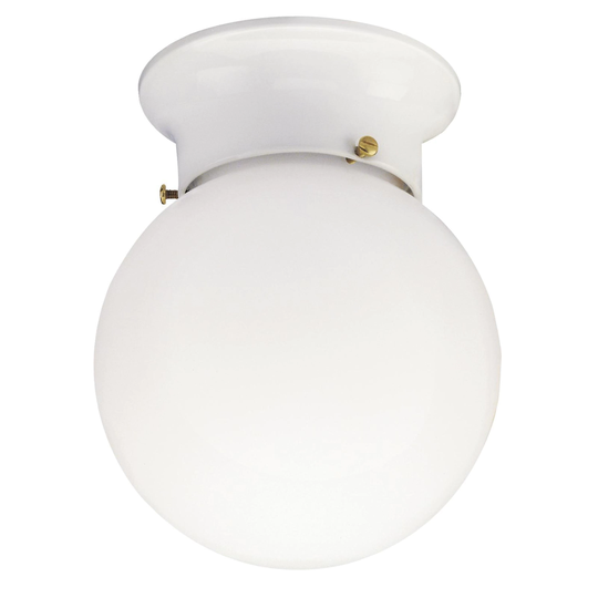 Westinghouse One-Light Flush-Mount Interior Ceiling Fixture, White Finish with White Glass Globe