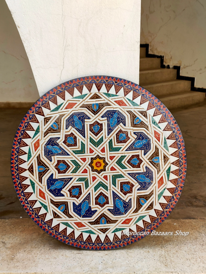New Moroccan Mosaic Table, Handcrafted Round Table, Outdoor/ Indoor Multi-Colors Home Decor