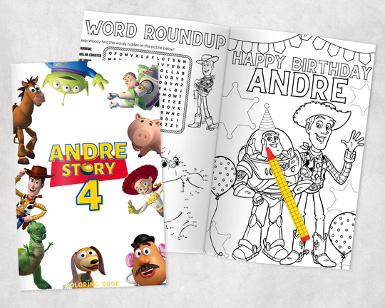 Toy Story Personalized Coloring Books - Custom Party Favors Thank You Gift Birthday Printed & Shipped- 12