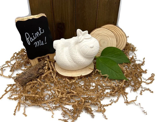 Sloth Bank Ceramic Bisque - Make Your Own