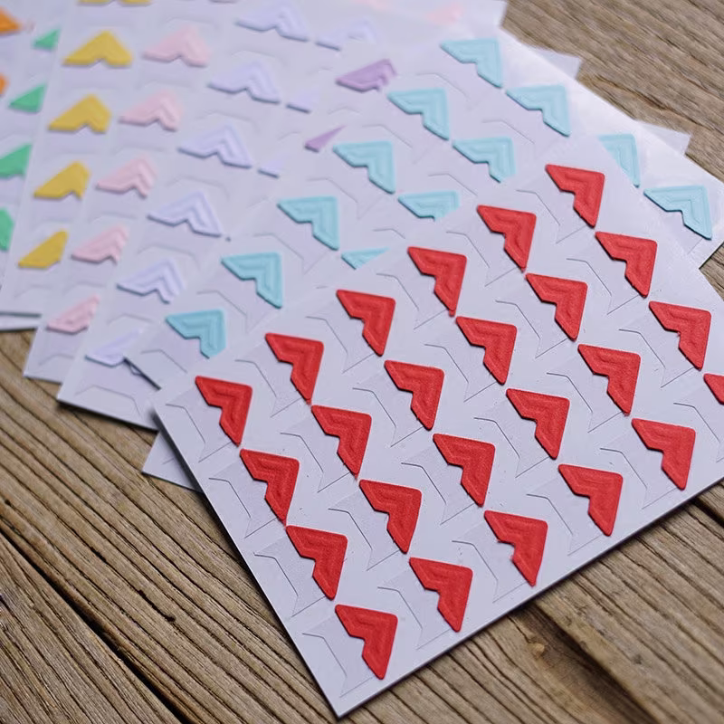Candy Color Photo Corner Stickers. Colorful Adhesive Picture Mounting Stickers For Scrapbooking, Journal, Album, Memory Book, 8 Colors