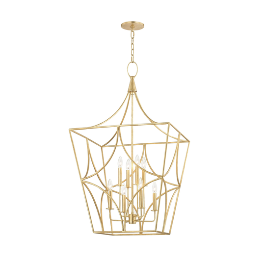 Hudson Valley Green Point 8-light Gold Leaf Large Pendant