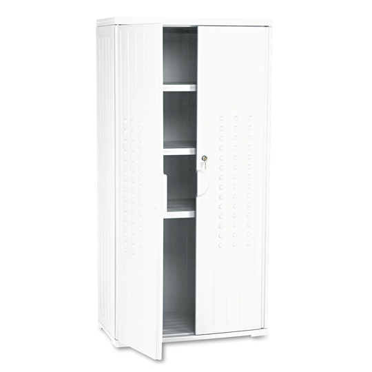 Rough N Ready Storage Cabinet, Three-Shelf, 33 x 18 x 66, Platinum - 33" x 18" x 66"