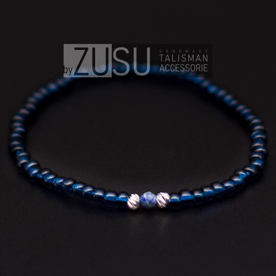 Navy Blue Men's Bracelet, Lapis Lazuli Minimalist Beaded Jewelry For Men, Gift Guys, Delicate Gift Men, Elastic Wristband