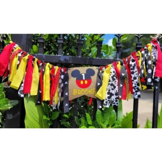 Mouse Ears First Birthday High Chair Banner, Garland Streamer, Banner For Smash Cake Photo Prop