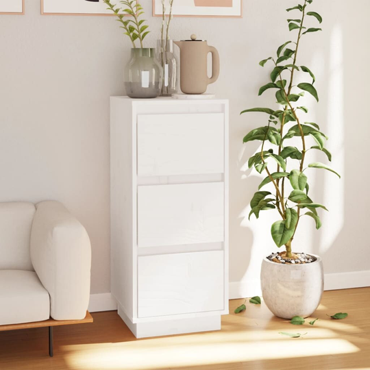 Sideboard White 12.6"x13.4"x29.5" Solid Wood Pine