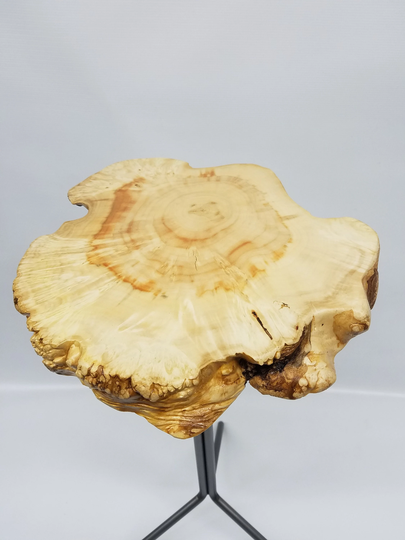 Small End Table - Drink Stand - Side Maple Burl - Plant Foyer Statuary Unique Furniture - Handmade Slab Table