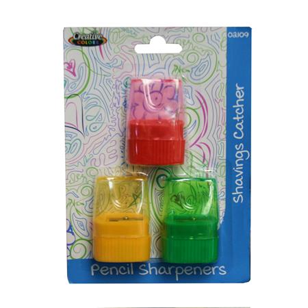 BULK Carton Dome Pencil Sharpeners in a 3 Pack of Assorted Colors- Minimum Order 1 Case Of 48