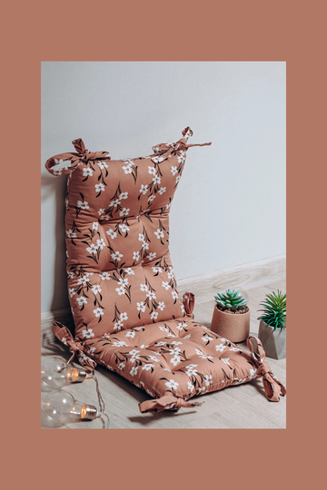 Set Of Cushions For Rocking Chairs, Chairs Pillow, Floral Cushion, Pad With Ties, Kids & Adult