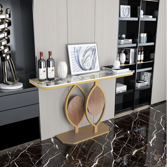 48" Modern Console Marble Table with Gold Base Entryway Living Room - 47.2x11.8x30.7 inch