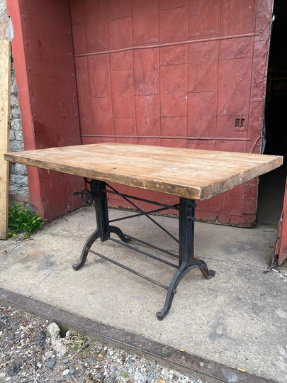 1920S Fredrick Post Drafting Table Cast Iron Cranking Industrial Office Desk Kitchen Art Easel Tv Stand