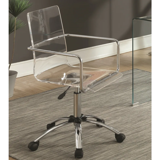 Modern Design Clear Acrylic Adjustable Office Chair with Chrome Base